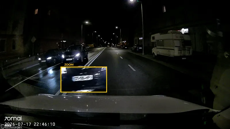 skuteczność nagrań kamery samochodowej 70mai m310 plus 2k